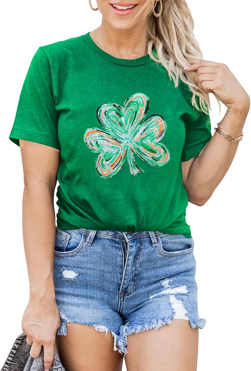 St Patrick's Day Shirts for Women Lucky Irish Shamrock Paddy's Shirt Cute Shamrock Graphic Short Sleeve Tees Tops 2025 - Image 4