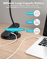 libtit Csíptetős LED Olvasólámpa Érintős Dimmerrel - USB Tölthető Ágylámpa 3 Színhőmérséklet Hajlítható Nyakkal Fekete 5