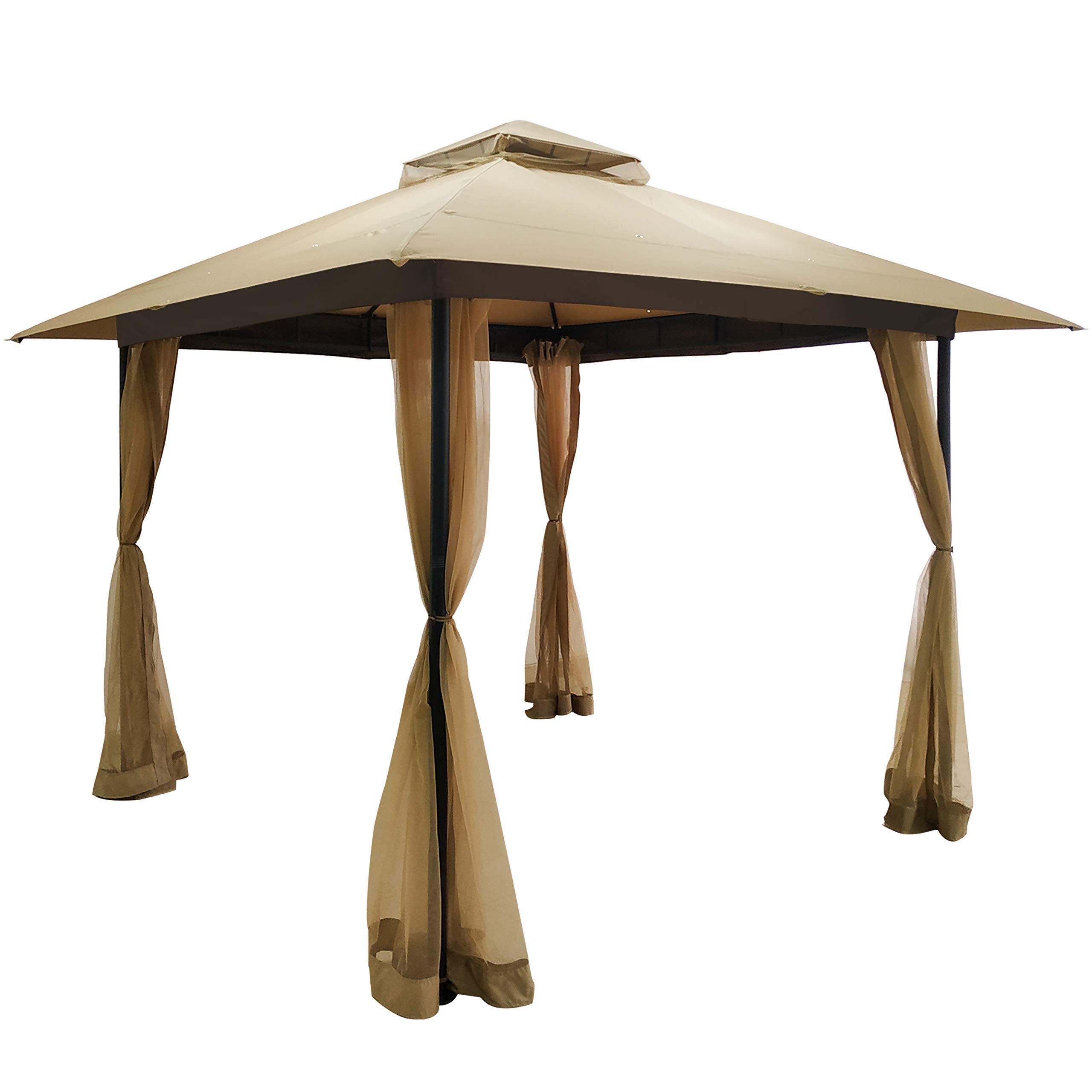Buy DikaSun 10'x13' Gazebos for Patios Dual Roof Gazebo with Curtains