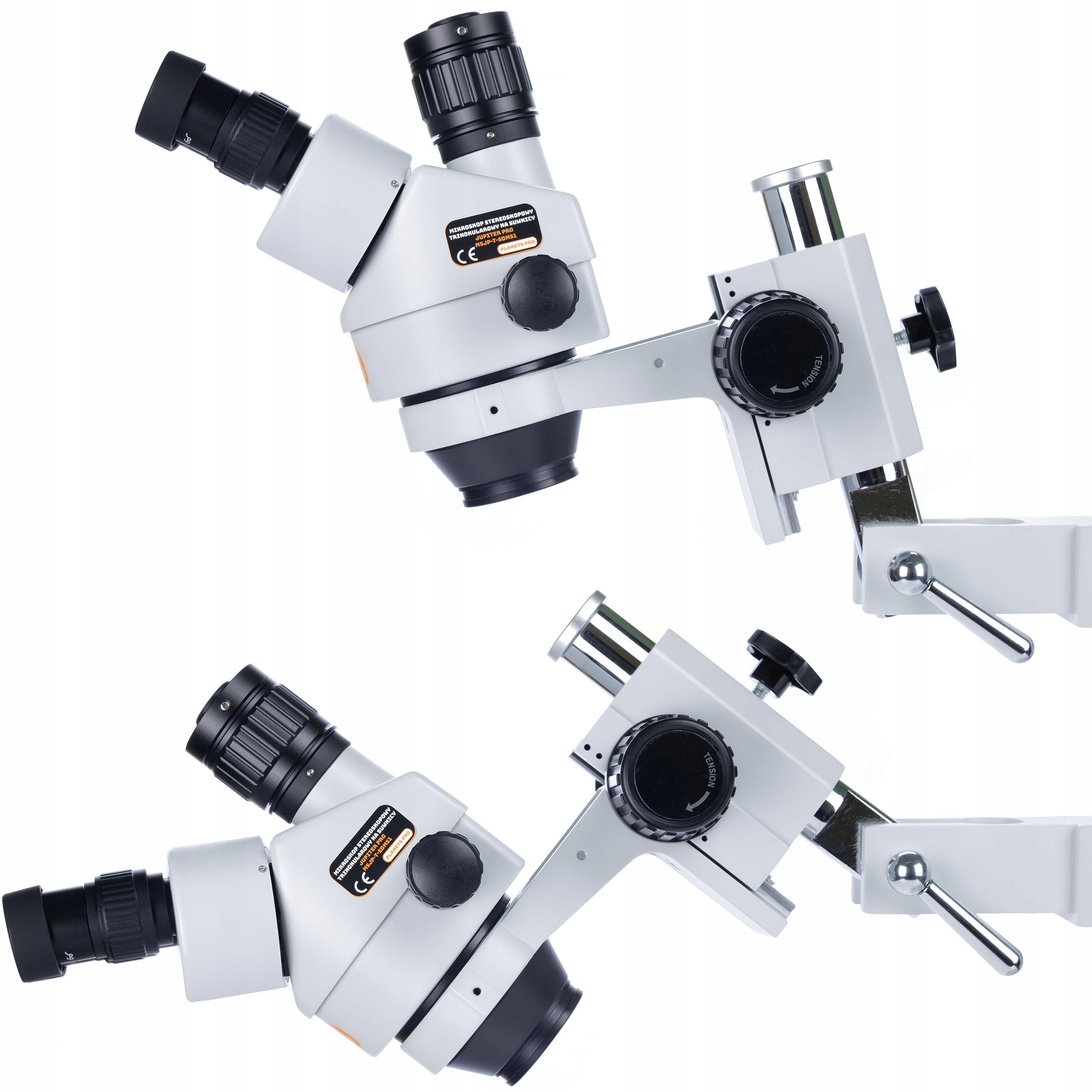 Juego de microscopio estéreo trinocular Jupiter Pro MSJP-T-SDMS1 con 56 luces LED | Ergonómico, 7-45 veces ampliable, giratorio 360°, distancia de trabajo amplia | laboratorio, industria, electrónica