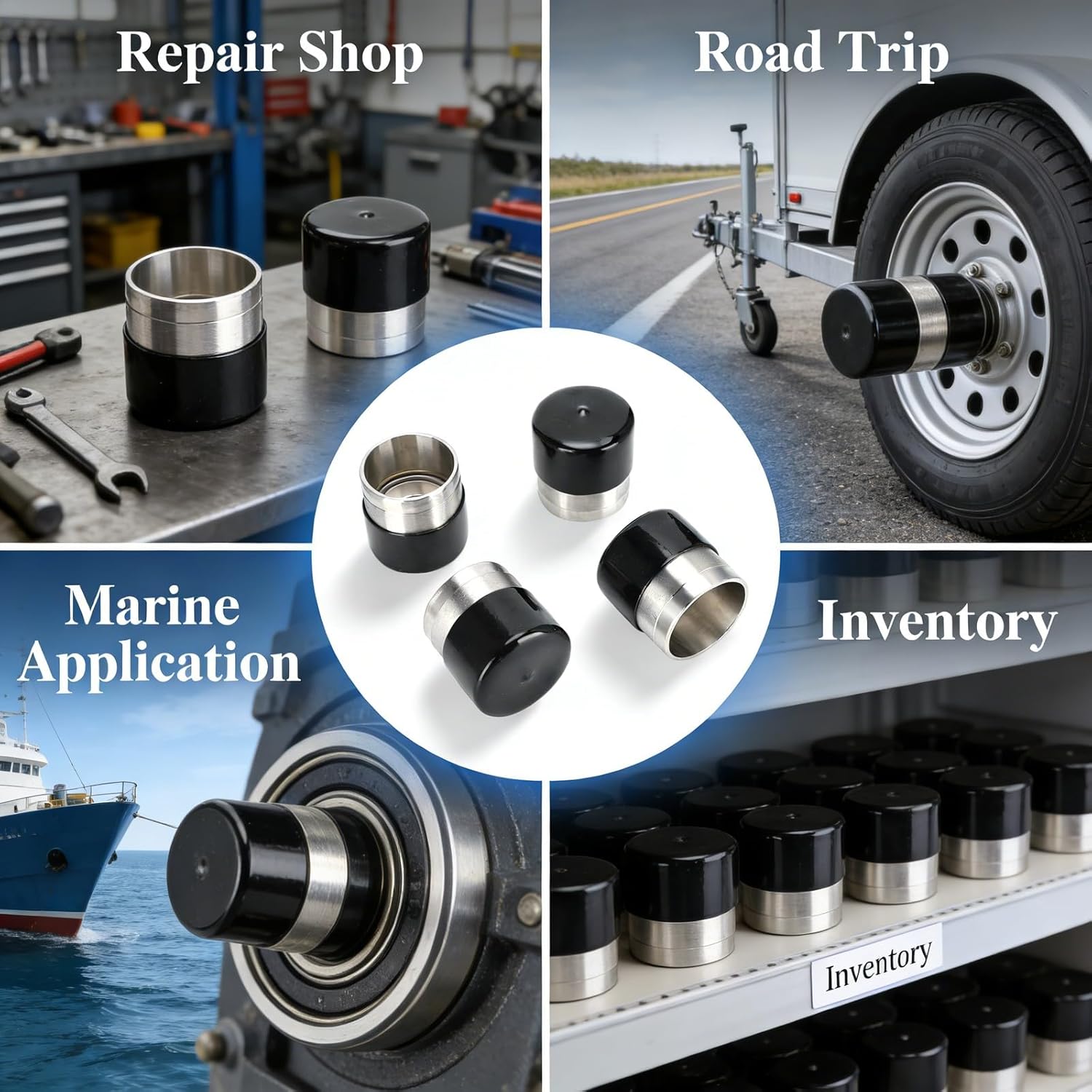 Boat Trailer Hub Bearing Kit, 4pcs 1.98in Stainless Steel with Protective Cover -, Automatic Pressure Relief, Suitable for Marine Trailers