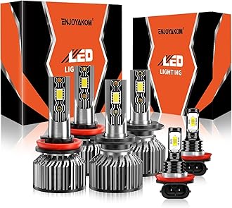 Compatible For Nissan Maxima 2016-2018 H8 H9 High/Low Beam H11 Fog Light Bulbs, 600% Brightness 6500K White with Cooling Fan, Plug and Play, IP68 Pack of 6