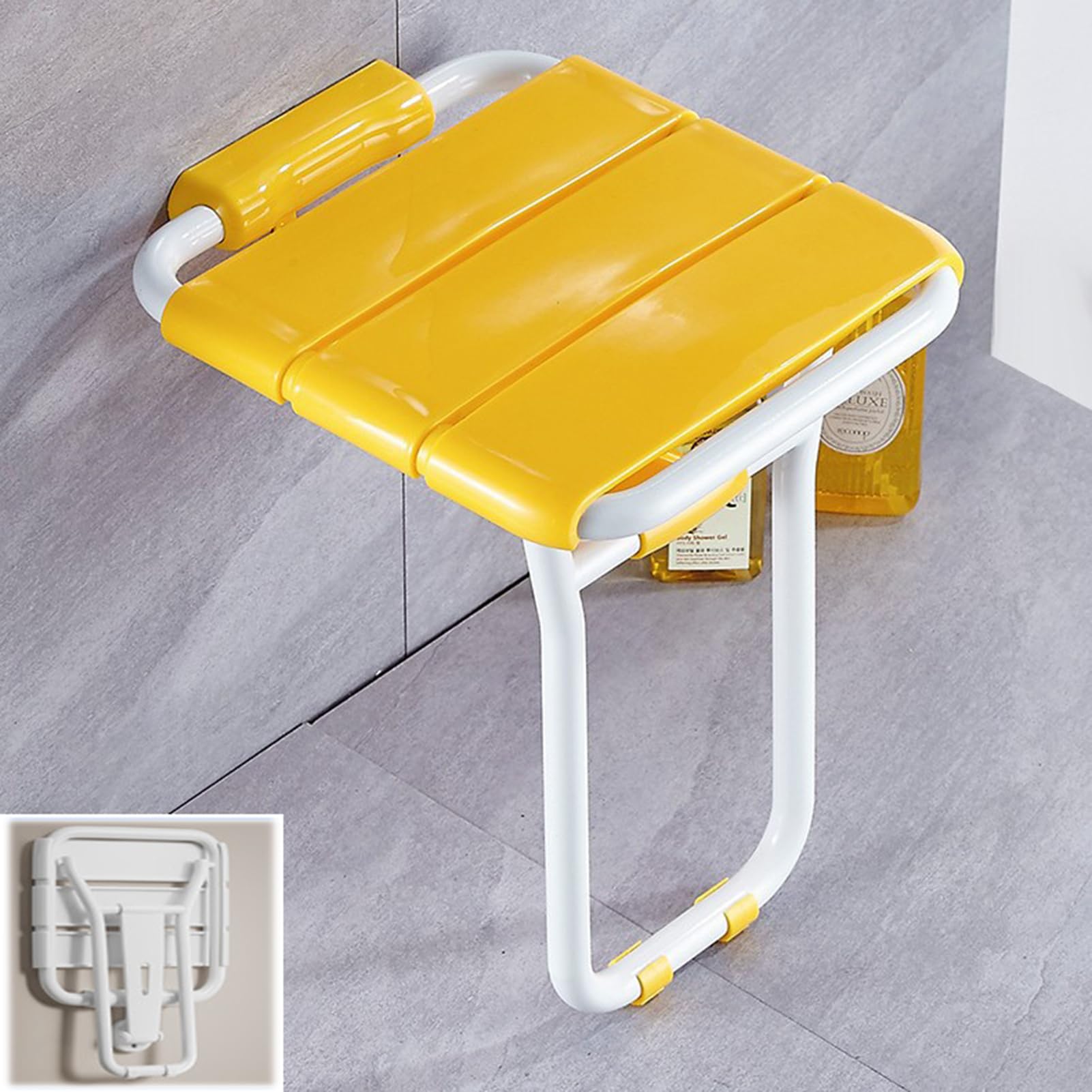 SLDAGe Folding Shower Seat, Bathroom Hidden Wall Seat with Anti-Slip Support Legs Chair