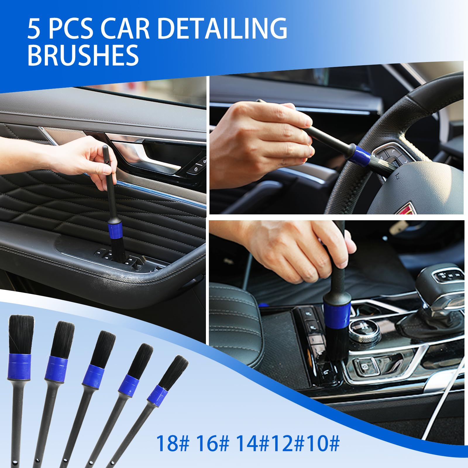 18Pcs Car Cleaning Kit Interior and Exterior Detailing Kit, Car Detailing Set With Drill Brush Cleaner Wash Mitt Tire Brush Sponge Towels Car Wash Cleaning Tools Set For Cleaning Dashboard, Air Vent