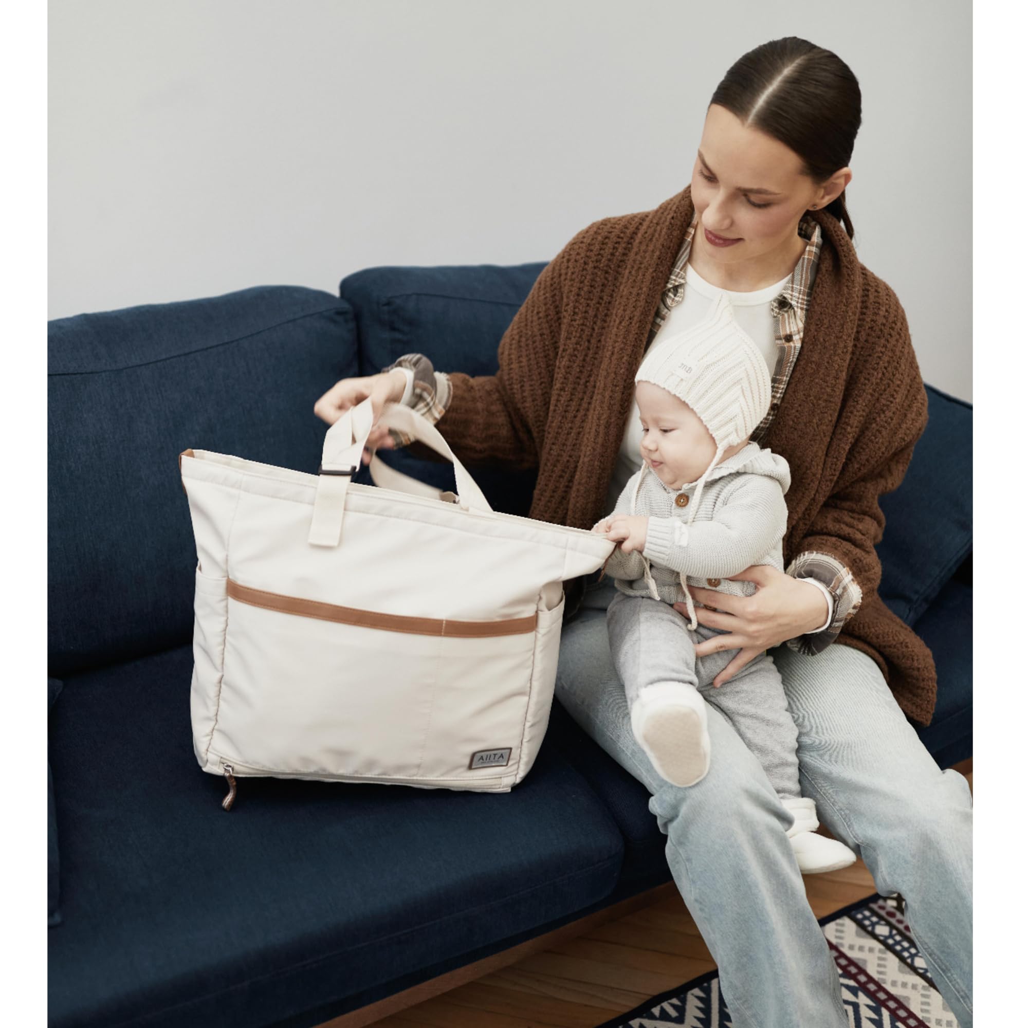 Bolsa de pañales con cambiador, elegante bolsa de pañales para mamá y papá, mochila de viaje convertible, bolsa de pañales de maternidad, bolsillos antirrobo, artículos esenciales para recién
