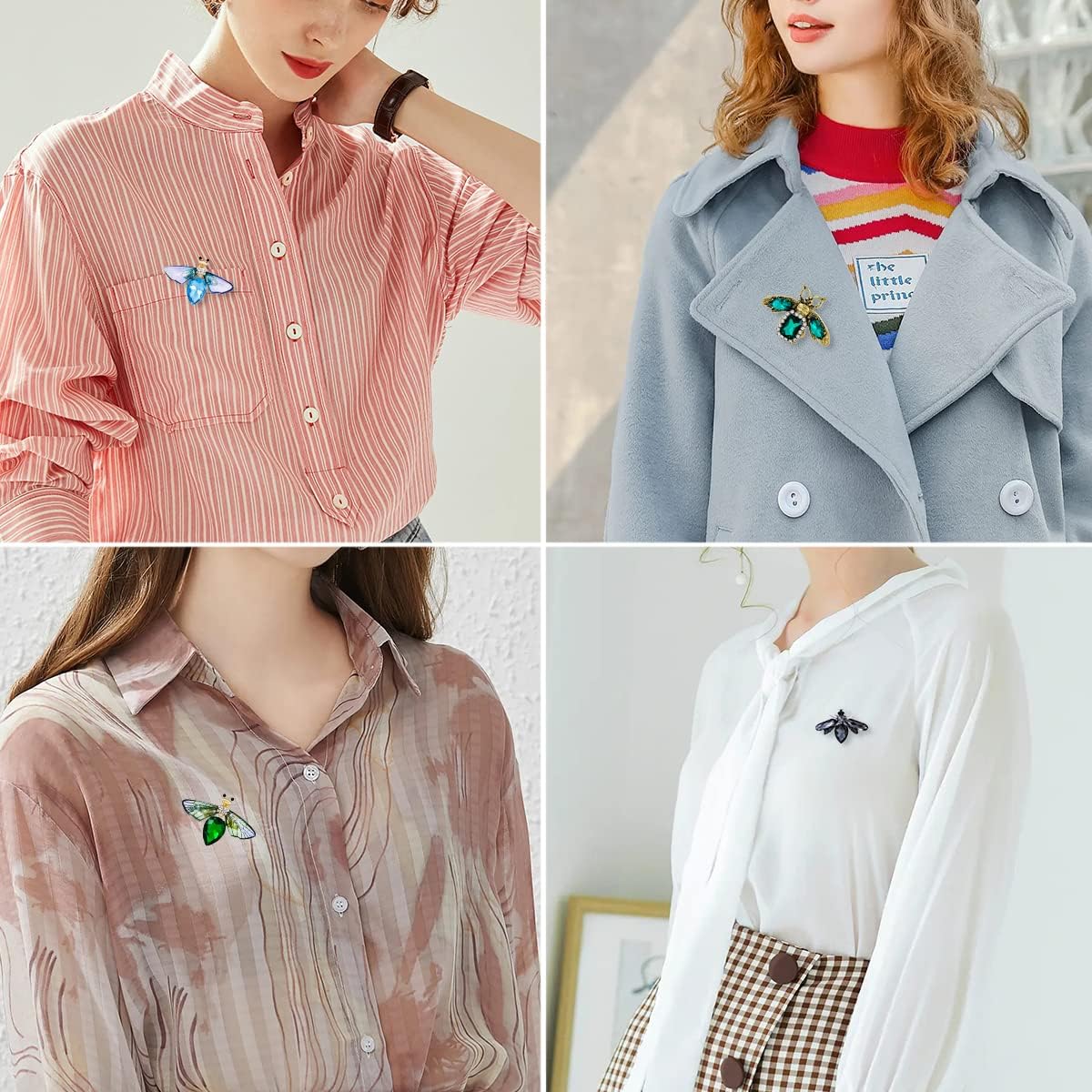 6 Pieces Dragonfly Butterfly and Bee Insect Animal Lapel Brooch Pin Set for Daily Decoration - Image 5