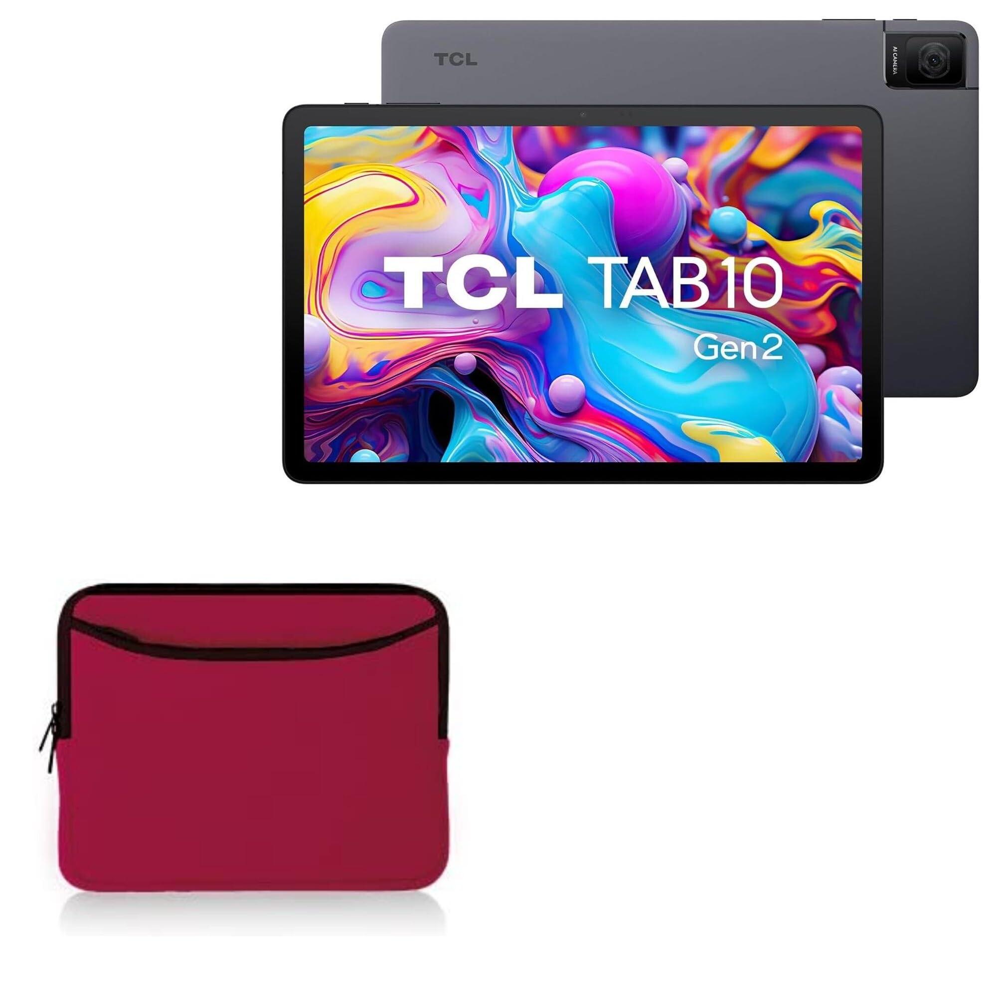 BoxWave Case Compatible with TCL Tab 10 Gen2 - SoftSuit with Pocket, Soft Pouch Neoprene Cover Sleeve Zipper Pocket - Crimson Red