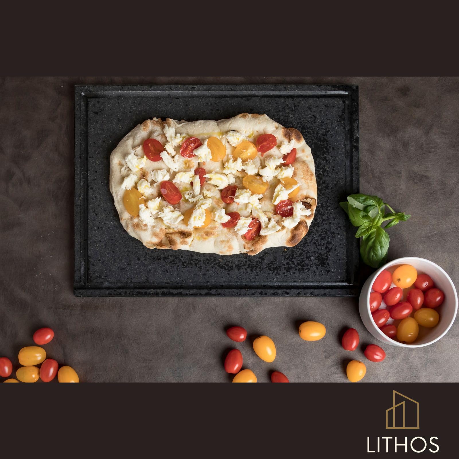 PROMO LITHOS MATERIE Kit Piastra in Pietra Lavica dell'Etna con Pala, 39 x 30 cm, spessore 2cm, levigata liscia