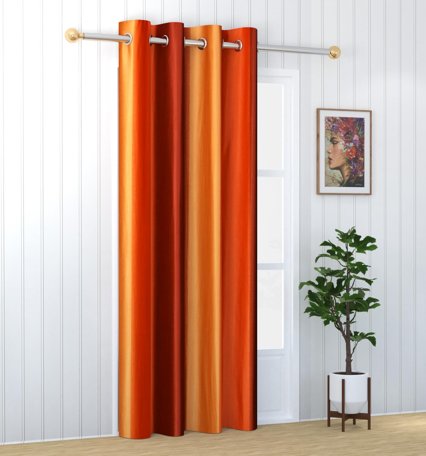 Yarnis Polyester Multi-Shaded Curtains for Living Room Window & Door, Orange, 4 Feet x 8 Feet, Pack of 1 (B097BCFHQJ) Amazon Price History, Amazon Price Tracker