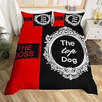 Vista 21 de Erosebridal Juego de funda de edredón para parejas, color rojo y negro, tamaño Queen, Queen of Everything King of What Left Funda de edredón