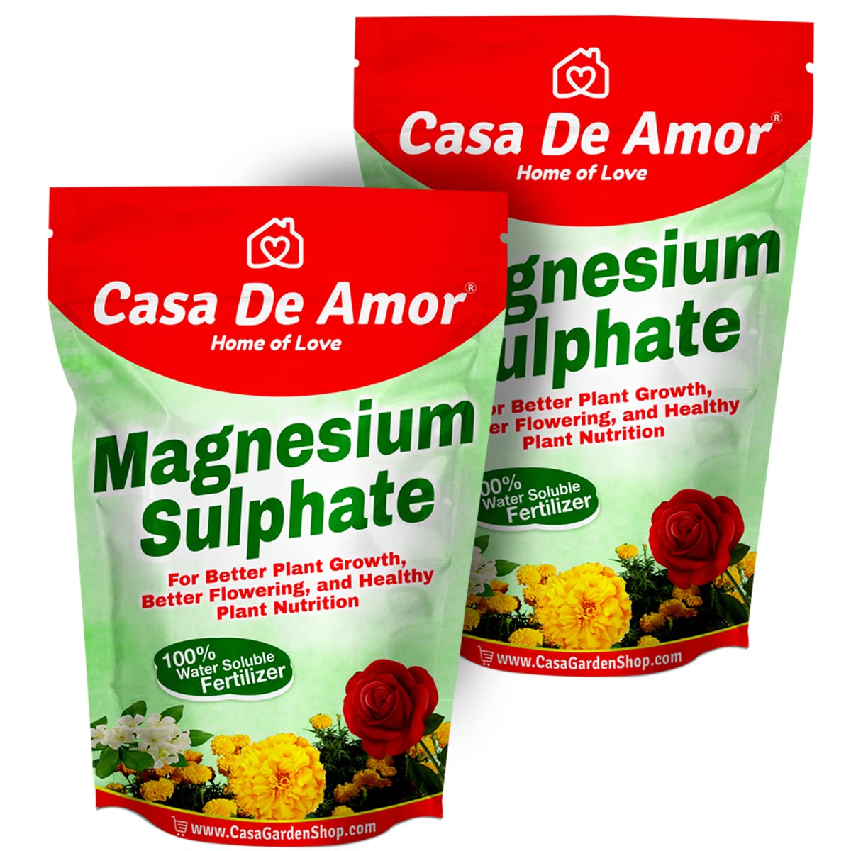 Casa De Amor Magnesium Sulphate for Better Plant Growth, Suitable for all types of plants- flowers, vegetables, decorative plants, indoor plants, outdoor plant (2 Packs of 900 gm each (Total 1800 gm) (B09HXQTMRG) Amazon Price History, Amazon Price Tracker