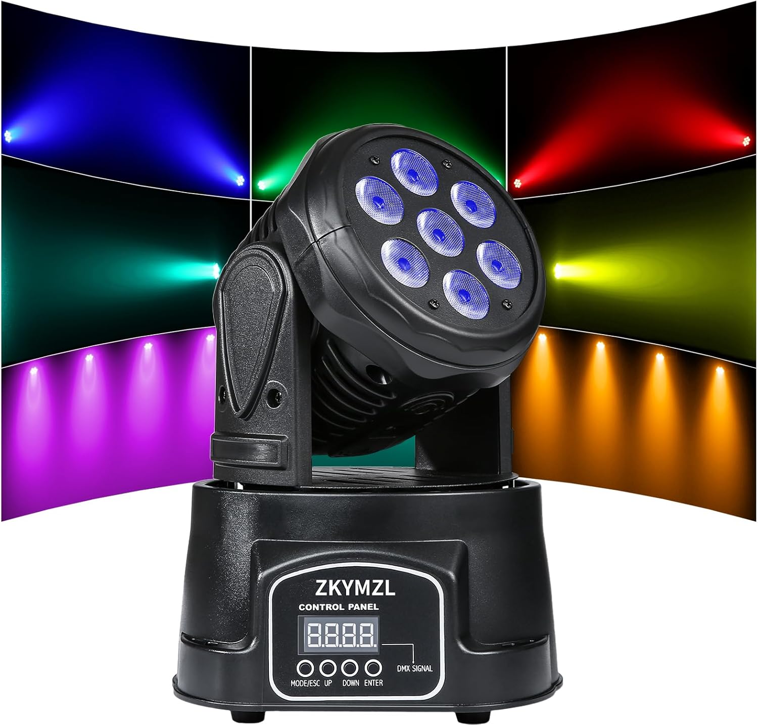 ZKYMZL 7x12W RGBW (4 in 1) LED Stage Lighting with 9/14 CH by DMX512 Control & Sound Activities - Moving Head Dj Lights for Parties Show Bar Wedding Disco KTV...