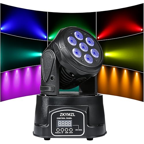 ZKYMZL 7x12W RGBW (4 in 1) LED Stage Lighting with 9/14 CH by DMX512 Control & Sound Activities - Moving Head Dj Lights for Parties Show Bar Wedding Disco KTV...
