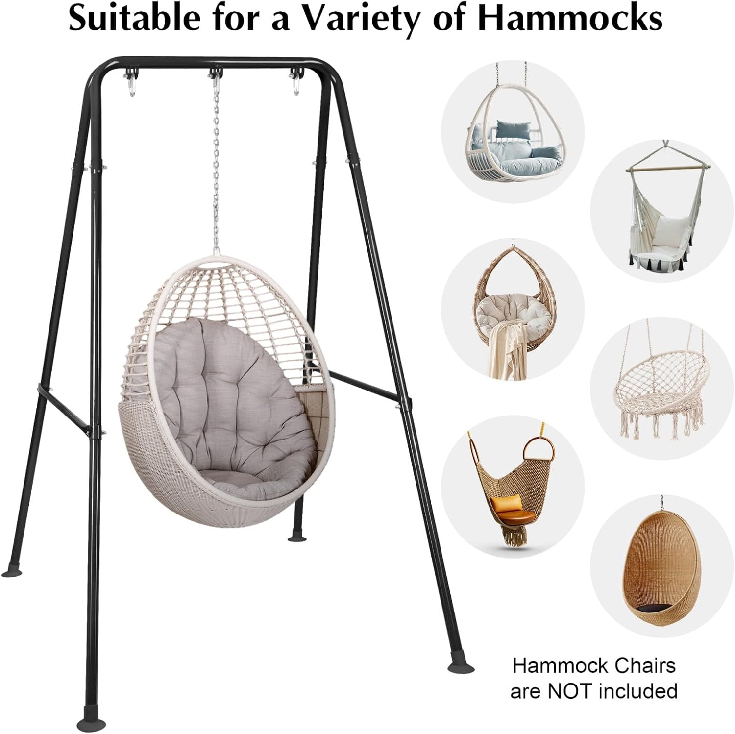 Swing Stand Only, Heavy Duty Hammock Stand, Metal Swing Stand Frame, Max Load 330lbs Portable Hammock Frame for Indoor or Outdoor, Patio, Garden, and Backyard (Hammock Chair not Included)
