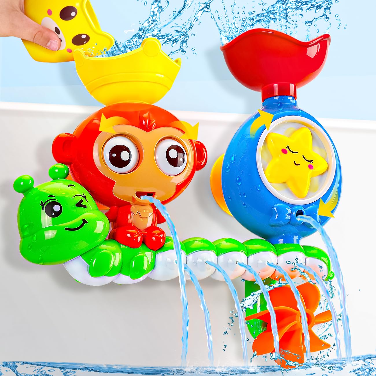 Kids Bath Toys for 1 2 Year Old: Colorful Monkey Bathtub Toys for 1-3 Year Old Boys