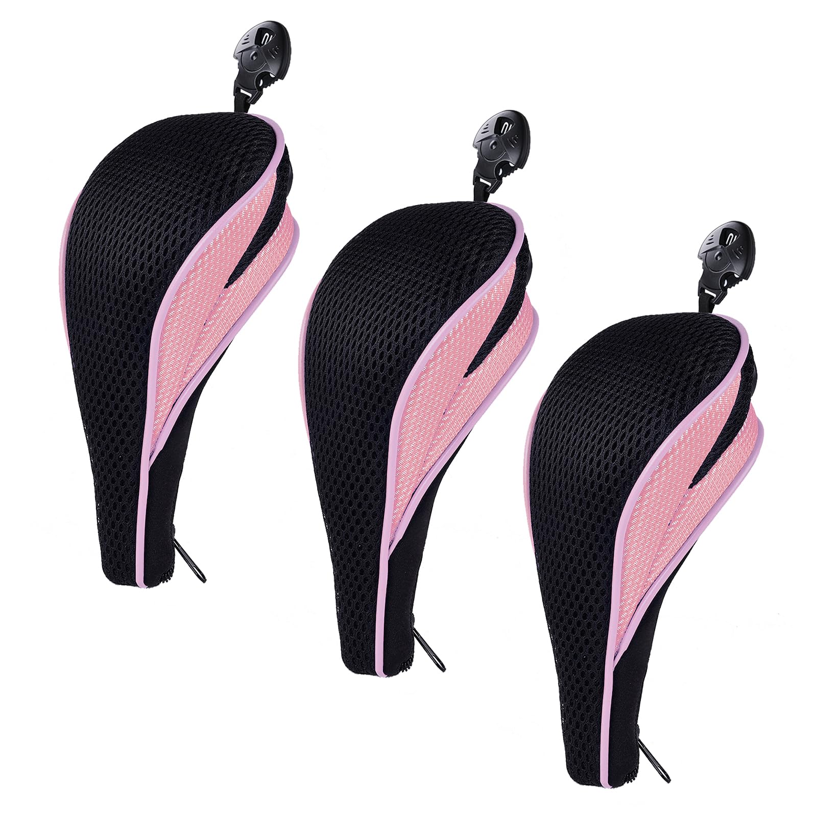 Andux Zipper Closure Golf Hybrid Club Head Covers with Dial No. Tag 3pcs/Set MT/HY20 (Pink)