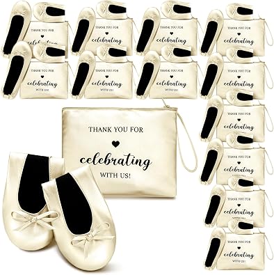 Cuffbow Wedding Foldable Flats Dancing Shoes Bulk, Women Ballet Shoes Wedding Party Slippers for Bridal Bridesmaids Guests
