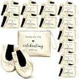 Cuffbow 12 Pairs Wedding Foldable Flats Dancing Shoes Rollable Ballet Flat Bulk Wedding Party Slippers for Bridesmaids Guests