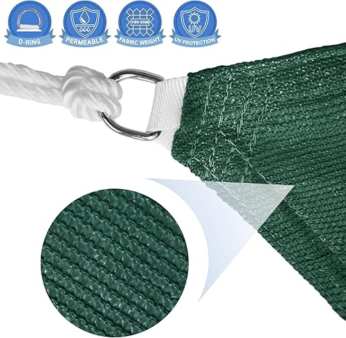 Miniatura 3 de E&K Sunrise - Toldo parasol triangular de 12 x 12 x 12 pies, bloquea los rayos UV, para pérgola, patio, jardín, al aire libre (verde)