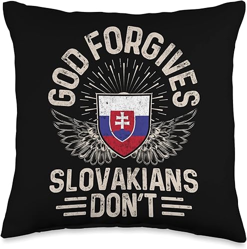 99 Gifts Slovakian Fan T-Shirts & Jersey Almohada divertida con la bandera de Eslovaquia, Dios perdona a los eslovacos, no lanza, 16 x 16 pulgadas,