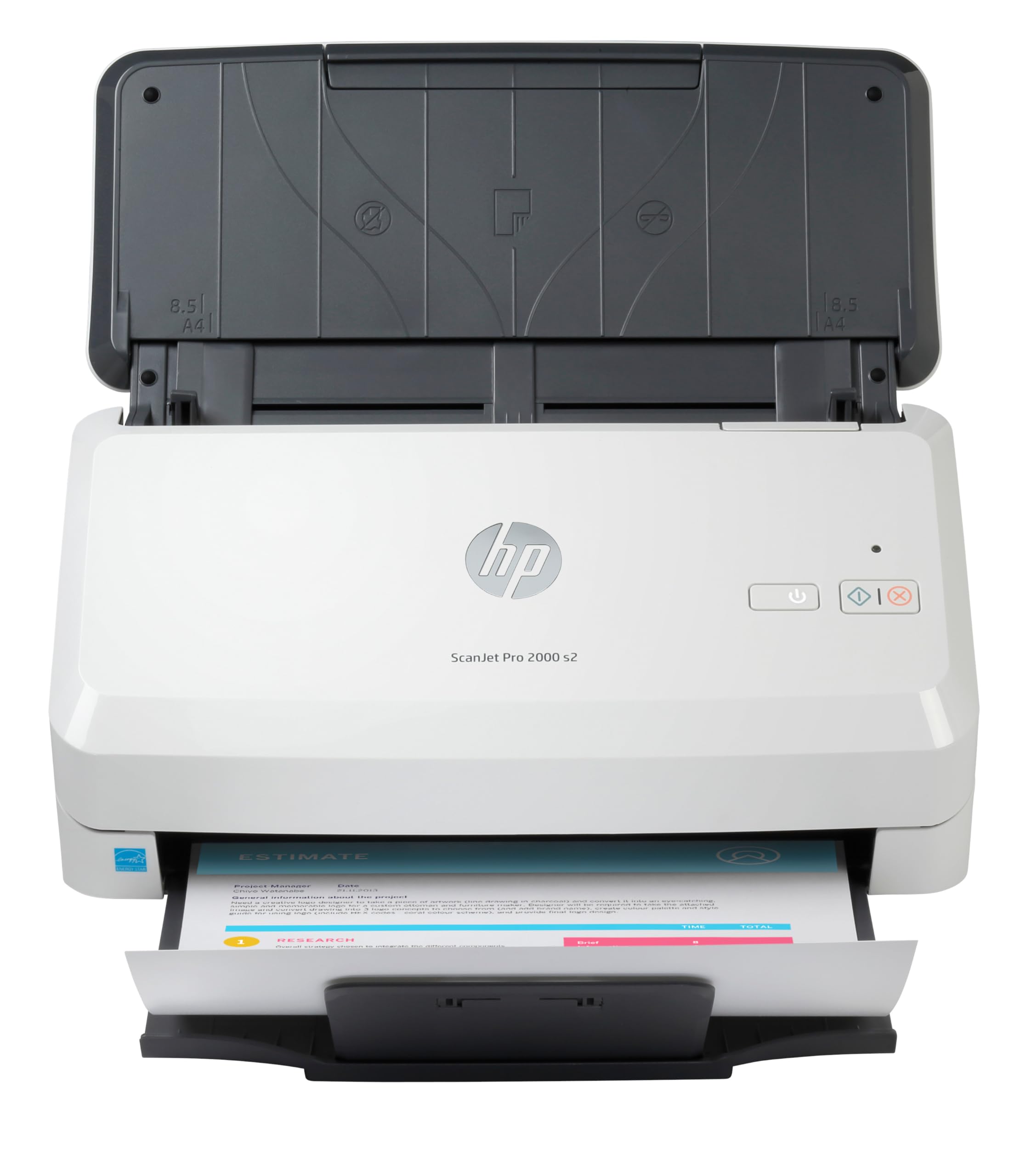 HP ScanJet Pro 2000 s2, Scanner, Einzelblattzufuhr, 50-Blatt ADF, USB 3.0, bis zu 3.500 Seiten täglich, Kurzbefehle
