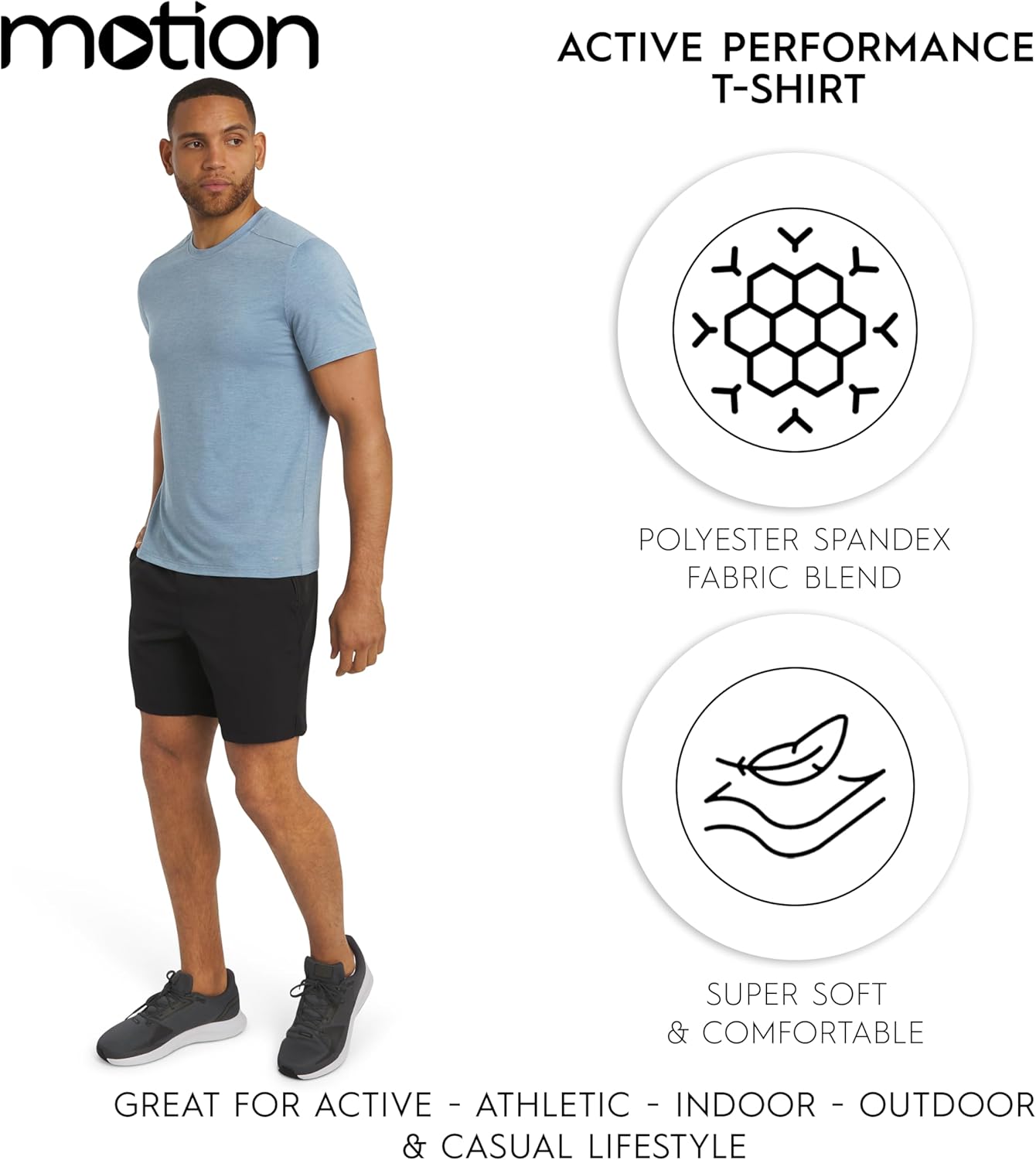 Motion Men's Slim Fit Tee Active Performance Super Soft Stretchable T-Shirt (S-XL) - Image 3