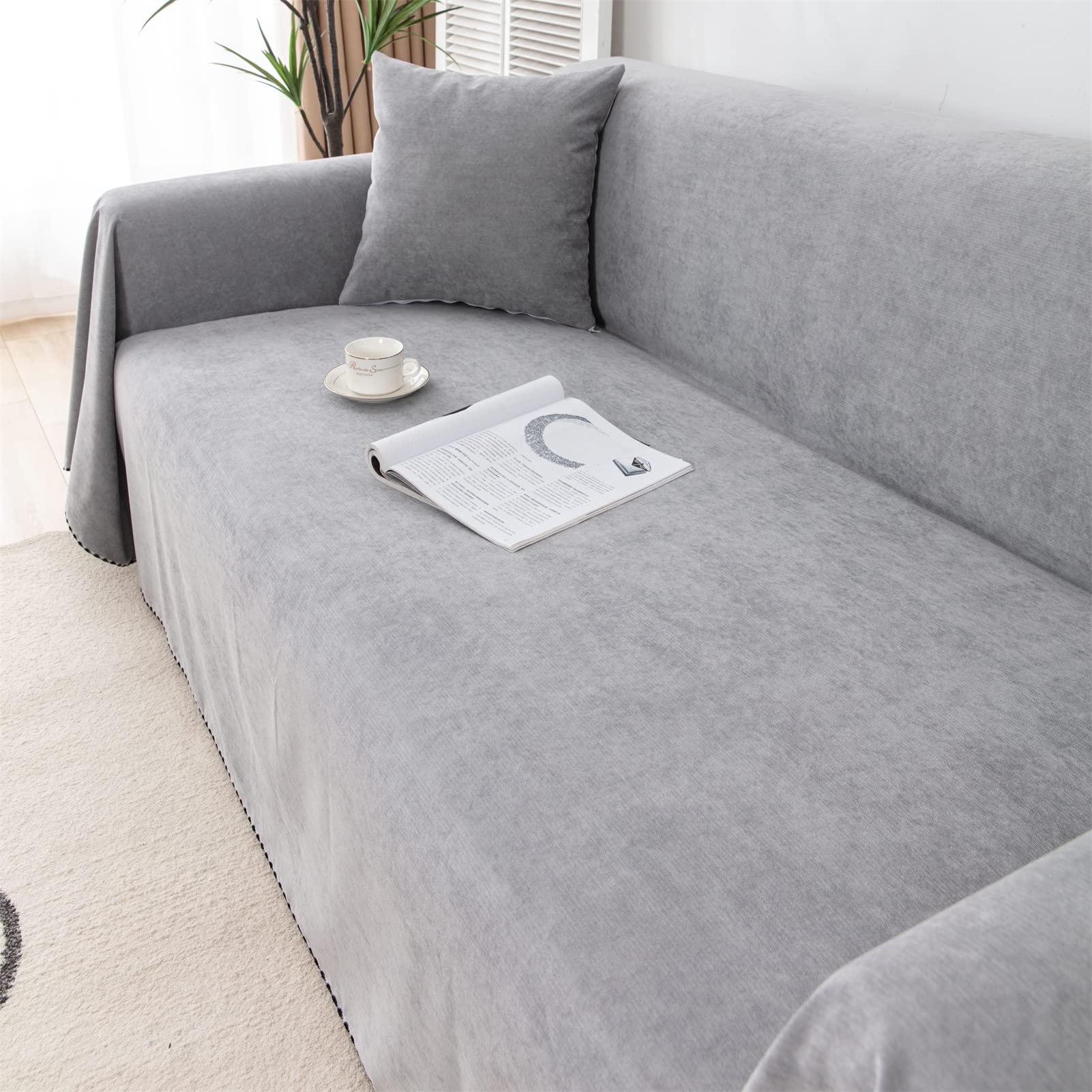 Housse De Canapé 4/3/2/1 Places Serviette De Canapé Imperméables Couvre Canape Anti-poussière Lavable Housse De Protection pour Enfants Chien Animaux (Gris,180 * 230cm)