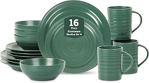 Stone Lain Orbit 16-Piece Dinnerware Set Stoneware, Green