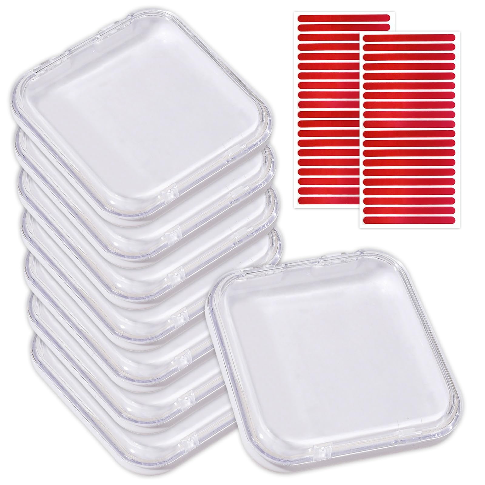 HONQX Press on Nail Packaging Boxes, 8 PCS Press on Nails Storage Box Case Clear Fake Nails Display Container 40 PCS Adhesive Double Sided Tape