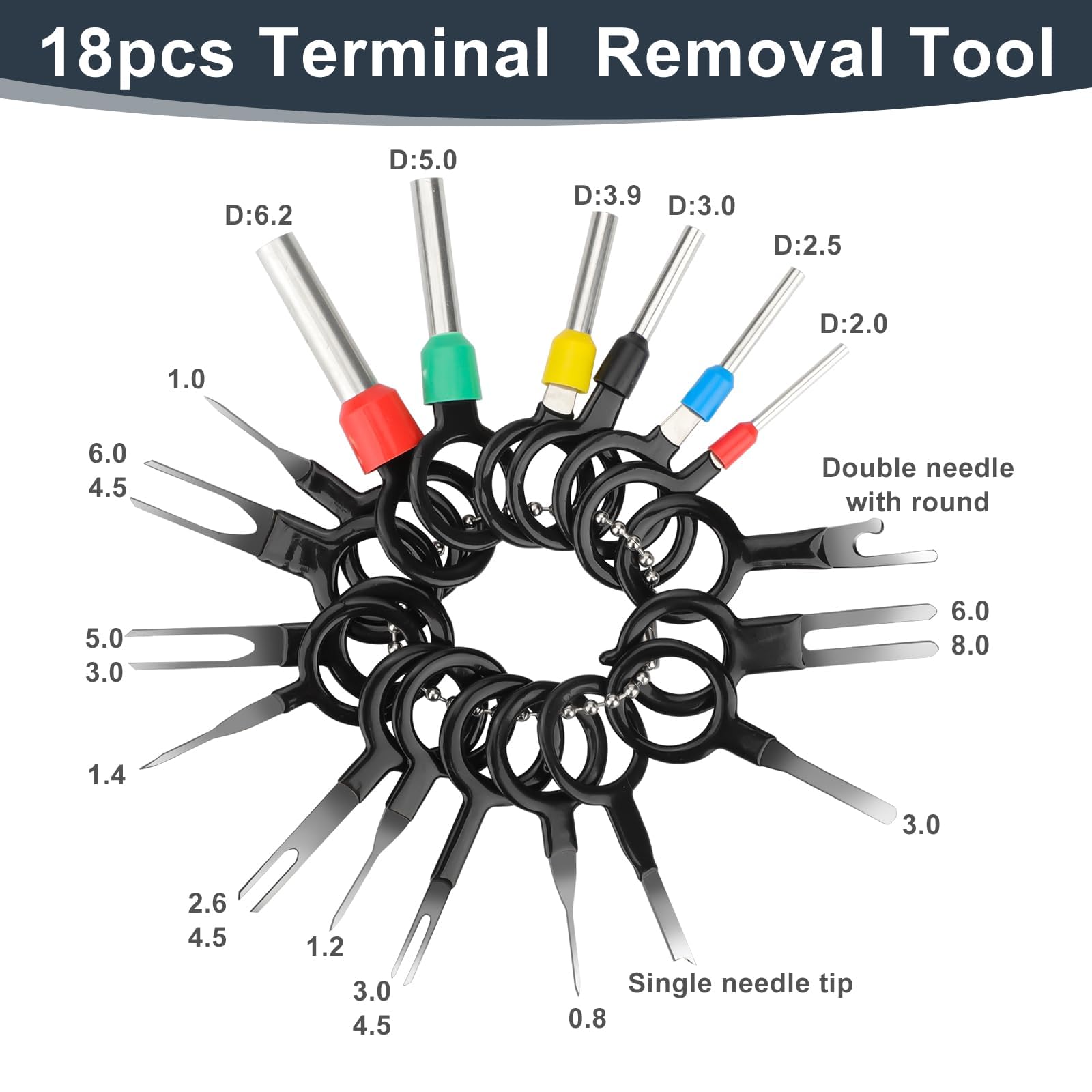 Linkstyle 21 tipi di connettori terminali per cavi elettrici, 420 pezzi, 1/1,5/1,8/2,2/2,8/3,5 mm, connettore elettrico non isolato, maschio femmina, con estrattore ad ago da 18 pin