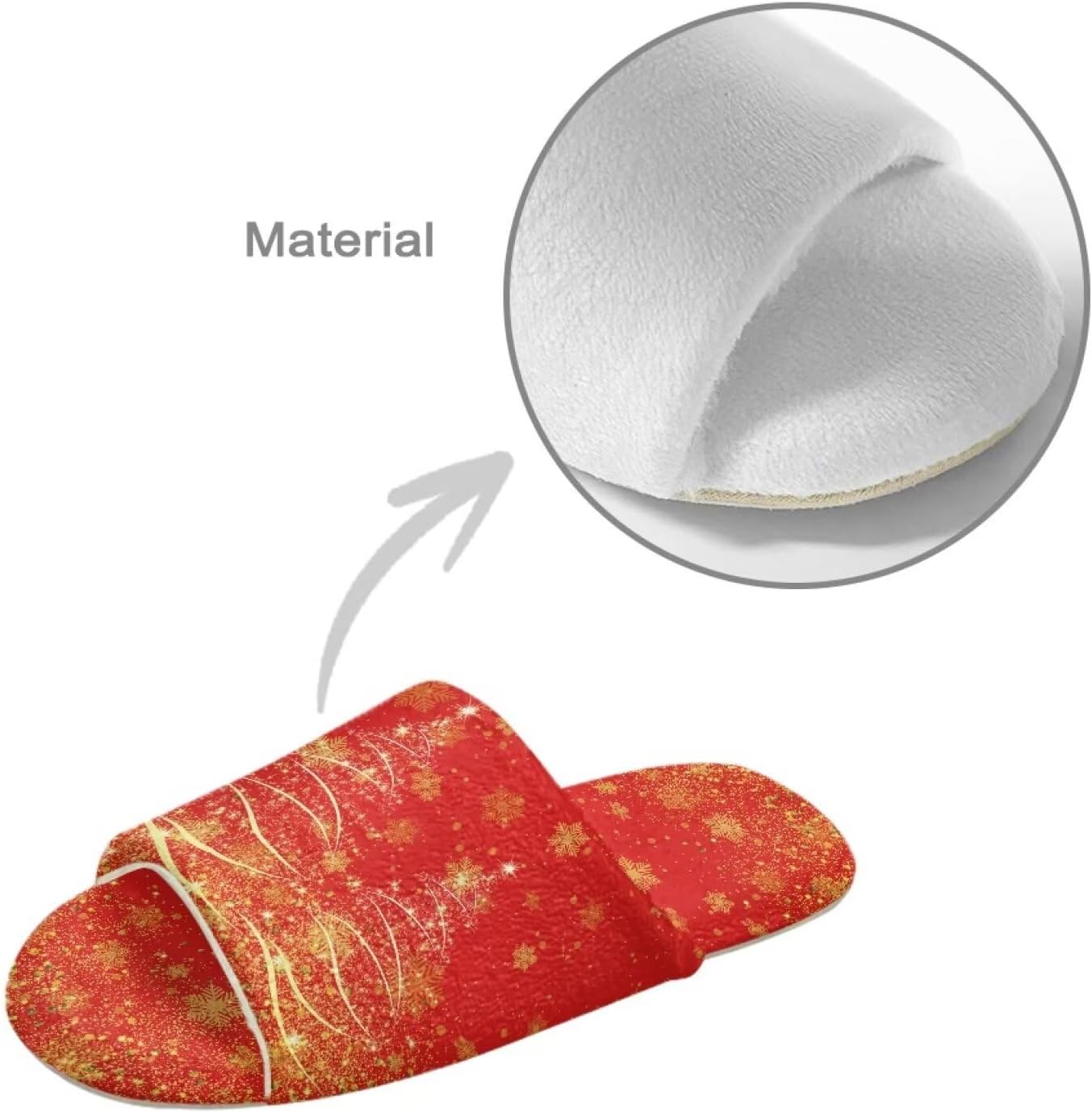 Xmas Fuzzy House Slippers for Women Women Warm Slip-On Spa Slippers for Guests Open Toe Soft Cushioning 2 Pairs