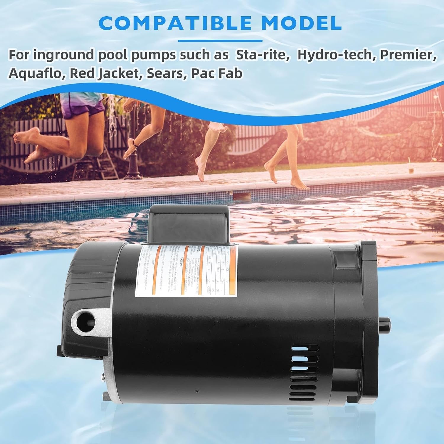 Condition photo showing New/Like New for b2853 1 hp single speed pool pump motor fits for a.o. smith century b285,pentair superflo,sta-rite whisperflo,challenger,pinnacle,anthony pumps - 115/230v | 56y frame | 3450 rpm | 6.5/13.0 max amps