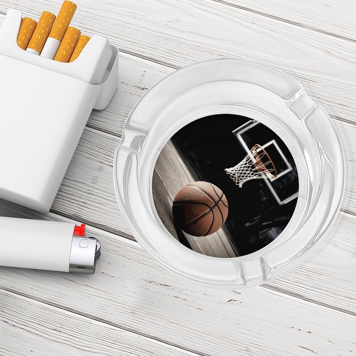 Smokeless Ashtray Ash Tray Outdoor Ashtray Basketball Glass Ashtrays for Home Office Smokers Decoration