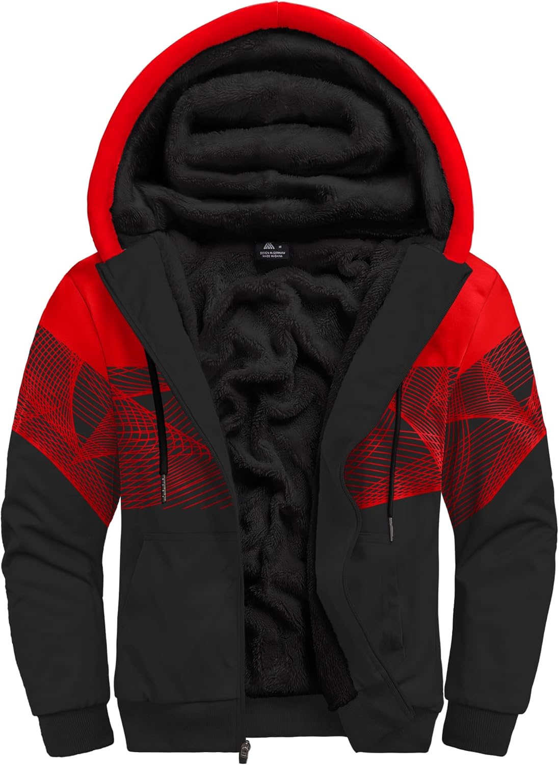 GEEK LIGHTING Mens Fleece Lined Hoodies Zip Up Waffle Knit Thicken Hooded Sweatshirts Winter Jackets