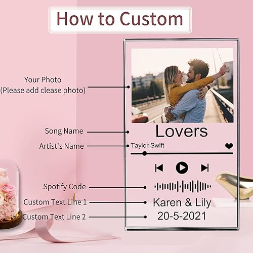 Miniatura 3 de Placa de canción acrílica personalizada con foto, cubierta de álbum de música personalizable, placa de código QR, imagen musical personalizada con