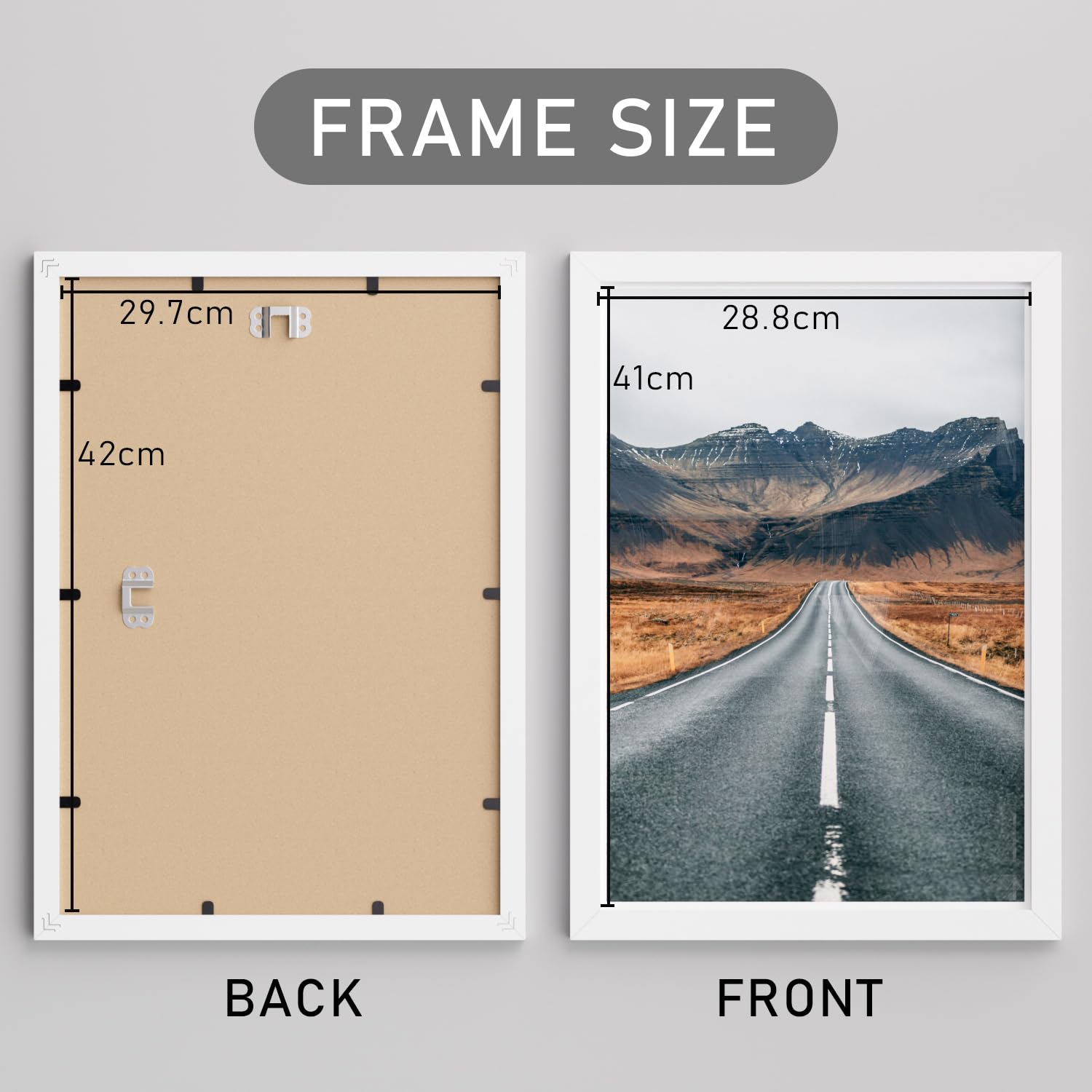 A3 Picture Frame with A4 Mount, 3 Pack White A3 Poster Frames, 29.7x42cm Photo Frames with Safe Perspex Front, Wall Mounting - Image 3
