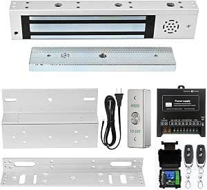 Door Access Control System with 600lbs Magnetic Lock, Built-in Alarm, Remote Control, and Exit Button
