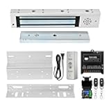 Door Access Control System Inswinging 600lbs Magnetic Lock Kit Build-in Alarm Beeper with ZL Bracket Remote Controller Exit Button