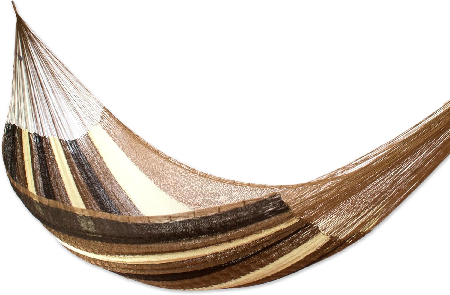 NOVICA Beige Brown Nylon Handwoven Mayan Hammock, Near The Sea' (Double)