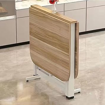 Ultra Thin Fold Up Dining Table, Mobile Folding Dining Table, Extendable Drop Leaf Table with Metal Frame, Multifunction Expandable Table with Anti-falling Bracket, for Work, Study and Dining Color