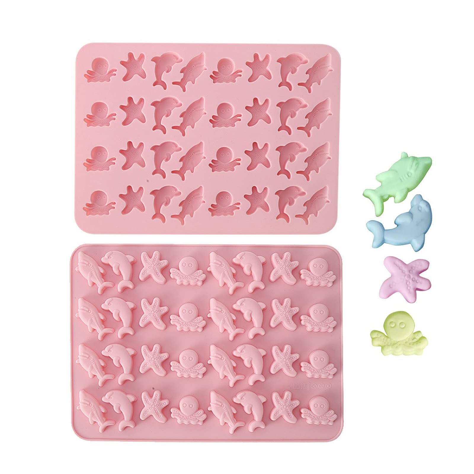 UR URLIFEHALL 2 Pcs Food Grade Marine Moulds Ocean Series Silicone Cake Moulds for Homemade Chocolate Holiday Cakes Candies Jelly Soap