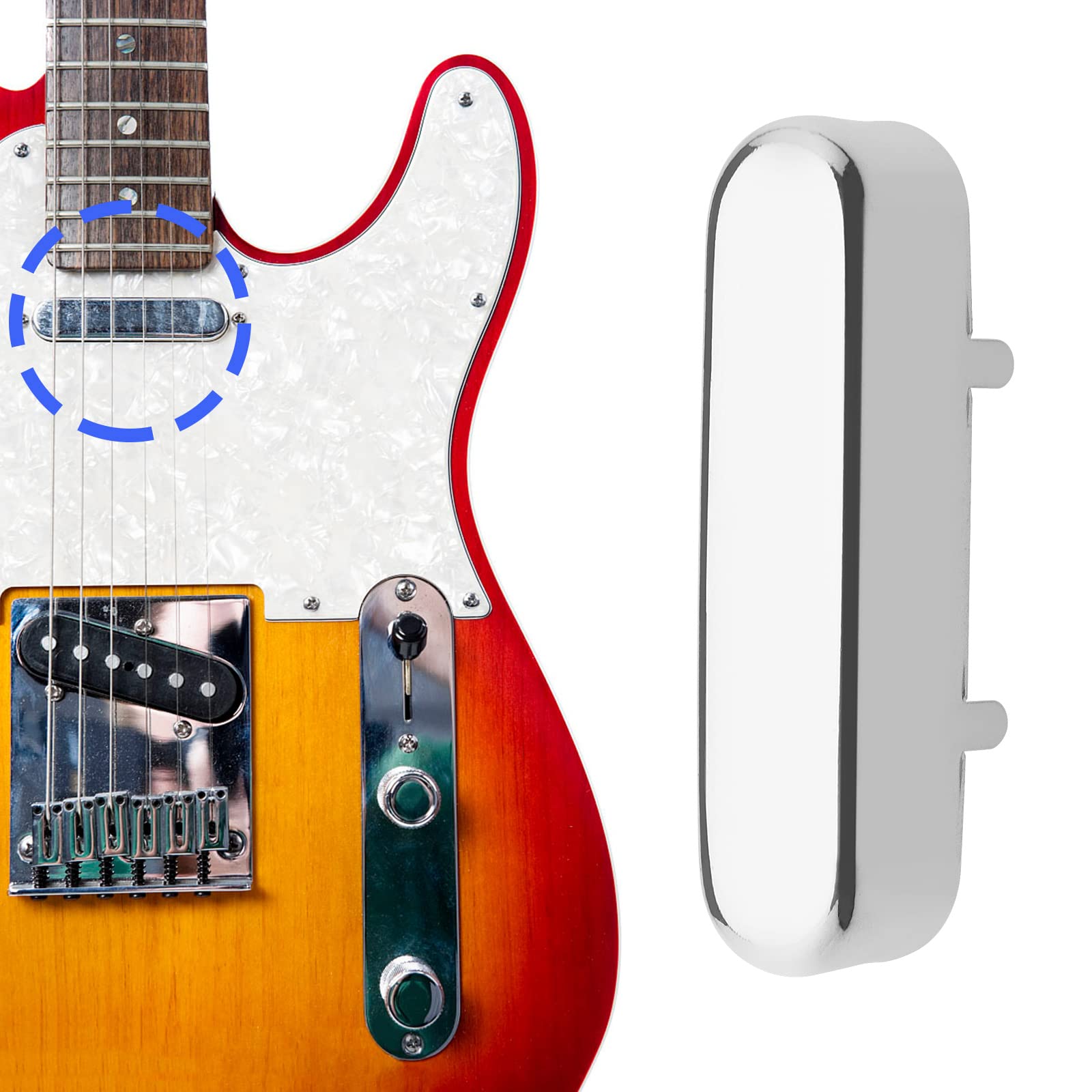Copertura Pickup Cromata Per Chitarra Telecaster, Tele, Telecaster, Marca GuitarMadness - Foto 4
