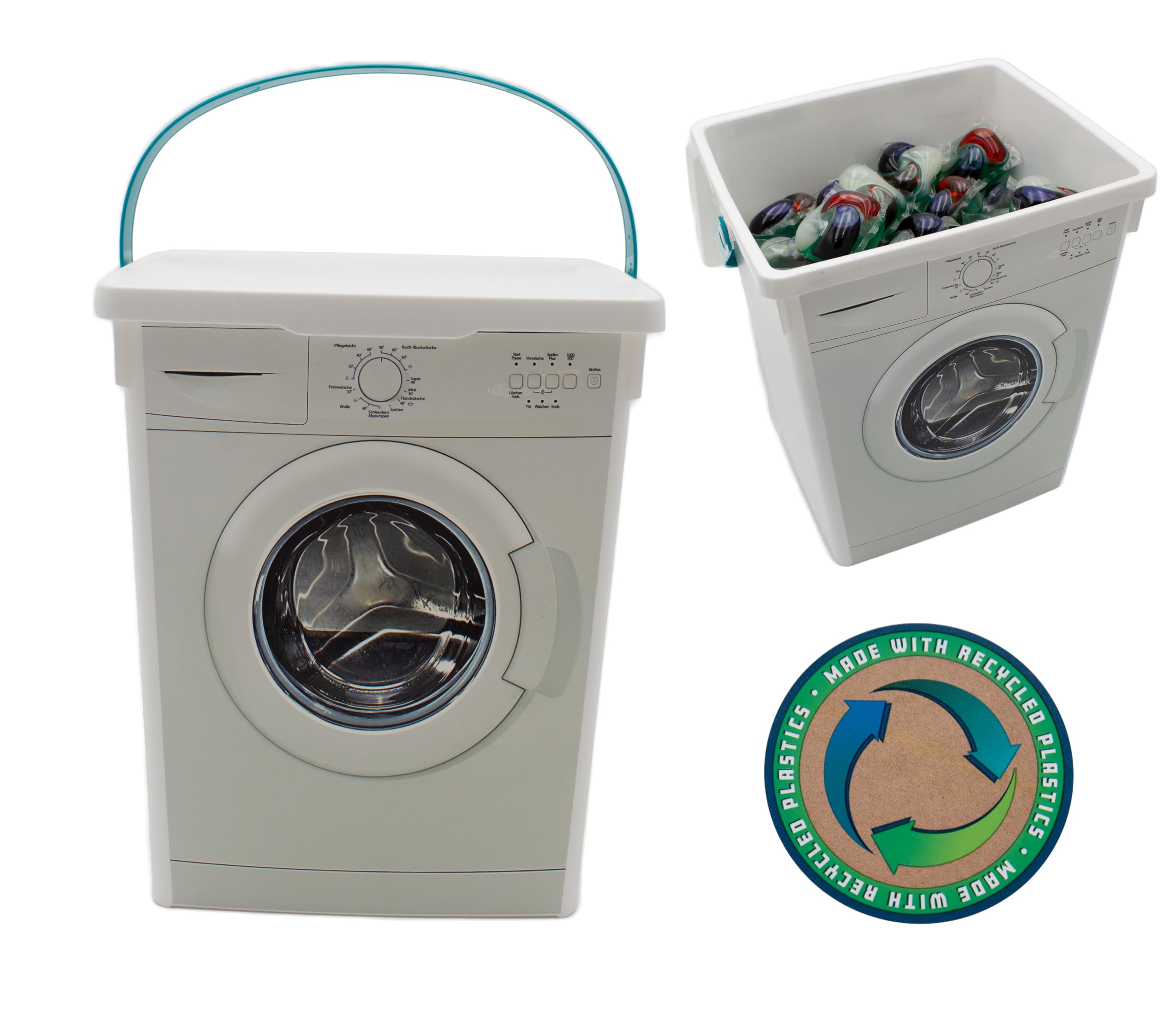 mucHome Waschpulver Box mit Henkel, Waschmittel Behälter für Pulver, Pods etc. aus Kunststoff, Waschmaschine Küche, Haushalt & Wohnen