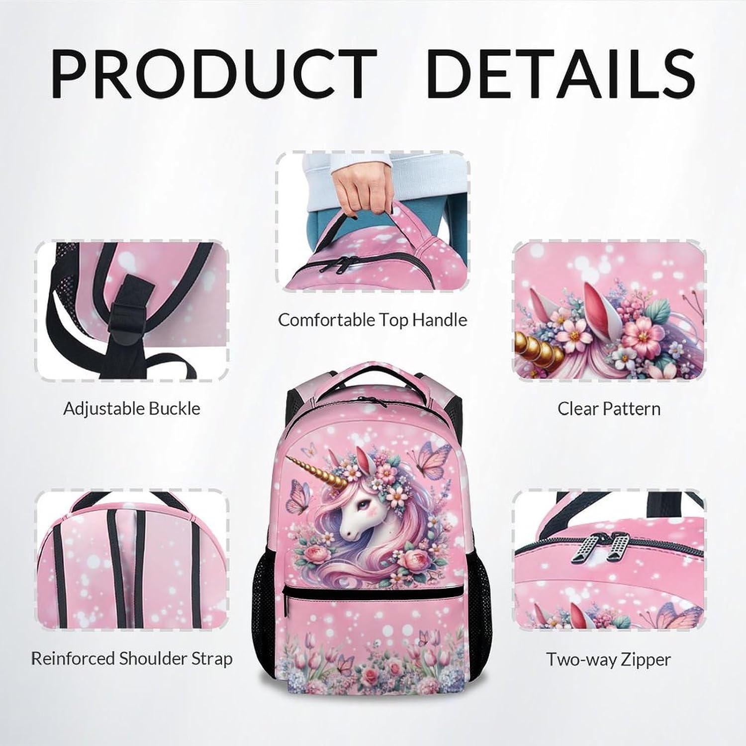 Mercuryelf Unicorn School Backpack for Girls - Kids Backpacks 17 Inch Multi Pockets Bookbag for Kindergarten Middle Students image 2