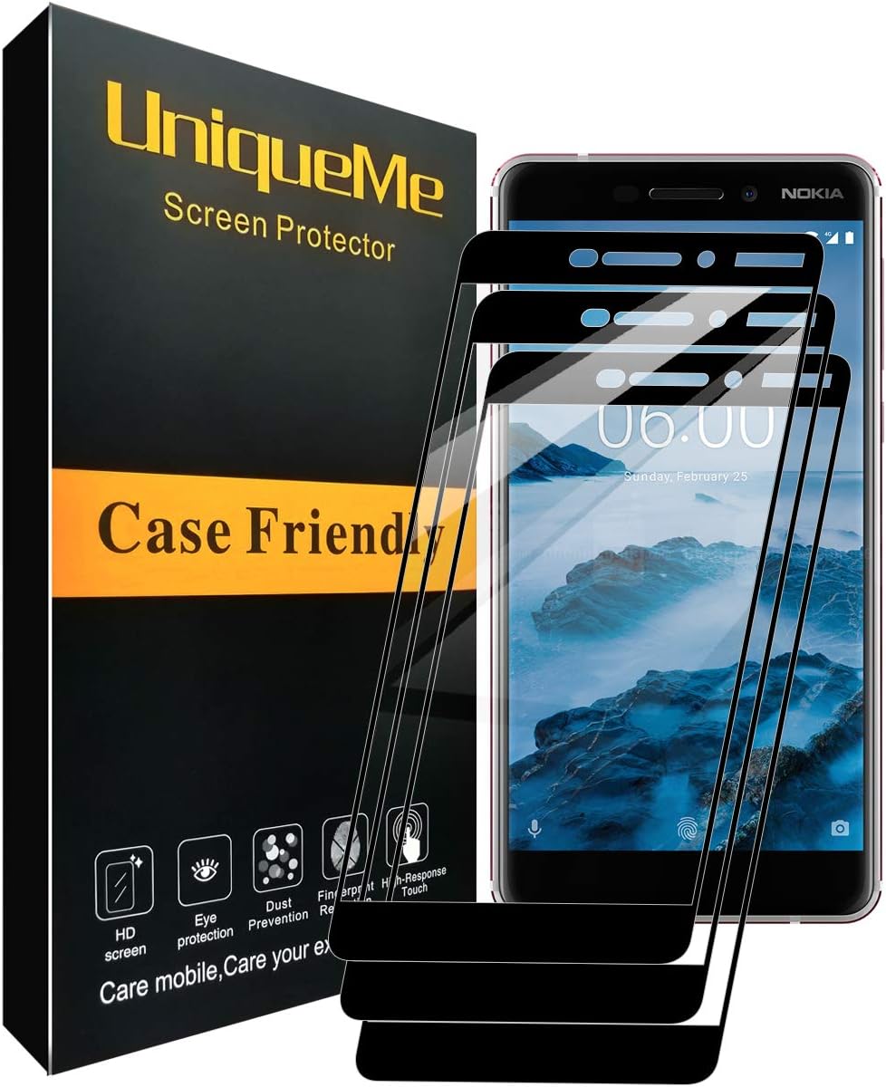 [3 Pack] INGLE Compatible with Nokia 6.1 / Nokia 6 2018 Screen Protector, Full Coverage Tempered Glass Screen Protector Film Edge to Edge Protection for Nokia6.1 / Nokia 6 2018【Not Fit for Nokia 6】