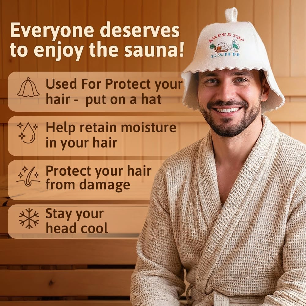 ASKOLD Wool Sauna Hat Director Banya Hat for Men Finnish Banya Cap Sauna Cap for Men Wool Felt White - Image 5