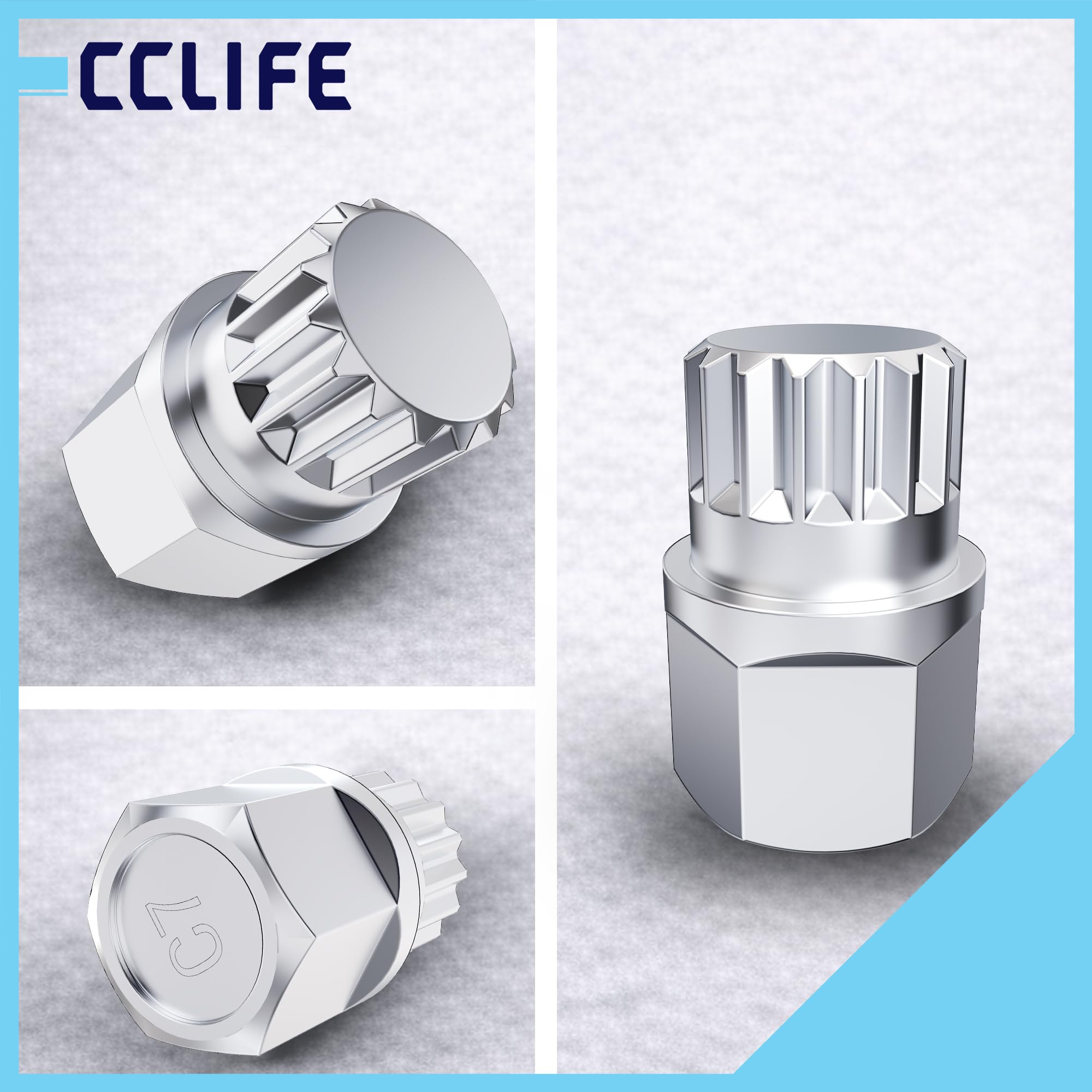 CCLIFE 10-częściowy zestaw śrub do kół VAG, Multi-Spline, napęd 1/2", do VW, Audi, Skoda Seat