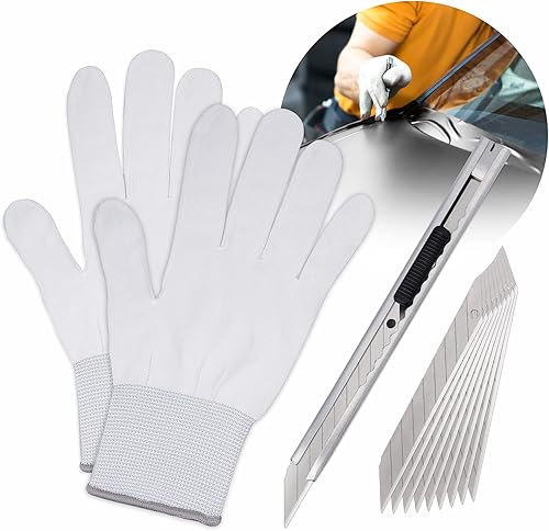 Miniatura 9 de FOSHIO Kit de herramientas de envoltura de vinilo para tinte de ventana con cinta de cuchillo 5M, escobilla de fieltro, microescobillas, soportes de