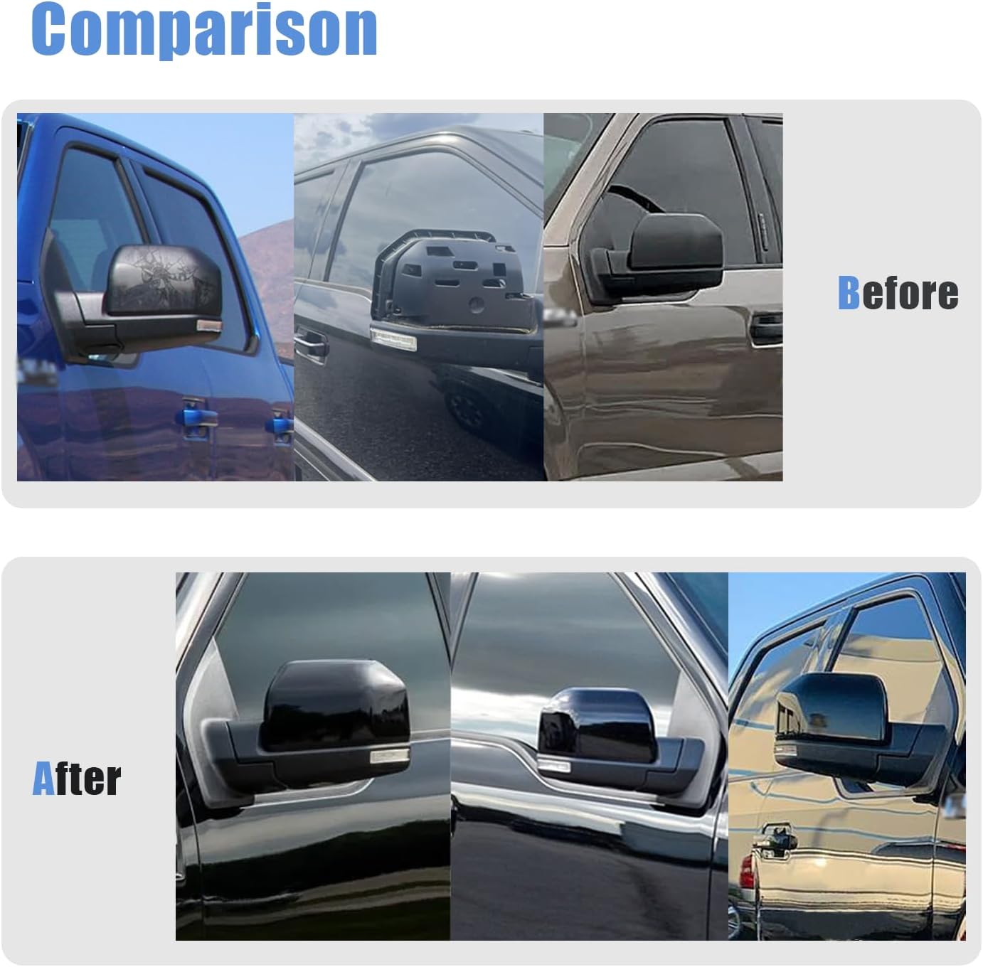 AUCERAMIC Glossy Black Mirror Covers Fit 2015-2020 for Ford F-150 Pickup 2 Door 4 Door Side View Mirror Caps Replacement