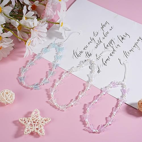 Miniatura 2 de Ecally 3 dijes con cuentas para teléfono, decoración de papelería, correa de cuentas Y2K, cordón para teléfono, bonita cadena de teléfono, correa